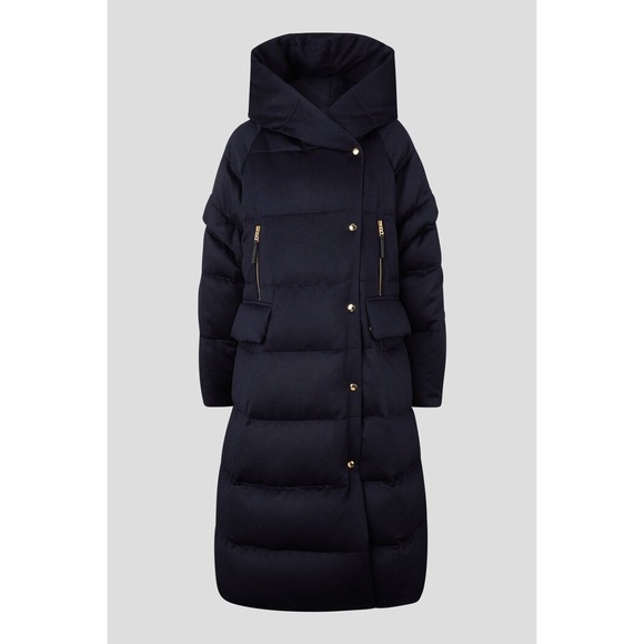 Bogner Jackets & Blazers - Bogner LEANA-D Coat Womens Medium Navy Blue Loro Piana Cashmere Down Oversized
